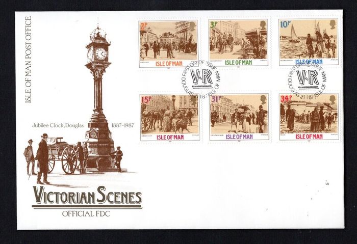 1987 Isle of Man Victorian Scenes Douglas Commemorative Stamps First Day Cover (FDC)