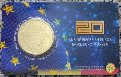 Belgium 2.5 Euro Base Metals Brilliant Uncirculated Coin 2022 - 20 Years of euro con - Belgian Coin-card Catalogue