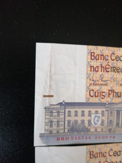 1994 Ireland Five Pounds Banknotes