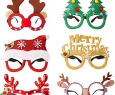 Christmas Glasses to Wear, 6 Pieces Christmas Glitter Party Glasses Fancy Dress Costume Decoration for Kids Adults (FREE POSTAGE)
