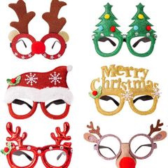 Christmas Glasses to Wear, 6 Pieces Christmas Glitter Party Glasses Fancy Dress Costume Decoration for Kids Adults (FREE POSTAGE)