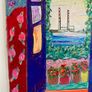 Framed Original contemporary Painting  Mattisse style Poolbeg Chimneys Dublin Original Gift Image 6