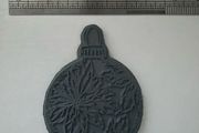 Christmas ornament rubber stamp, mounted on cling