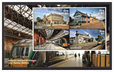 2017 Ireland Irish Railway Stations (Heuston, Clarke, Kent & Bagnelstown) Commemorative Stamp Miniature Sheet Mint Never Hinged (MNH)