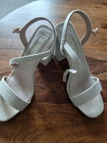 ladies linen look block heels size 4