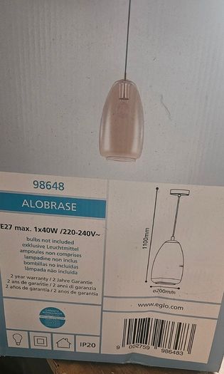 Pair of EGLO Alobrase Glass Pendant Lights Model 98648