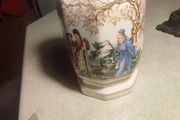 Gorgeous Chinese Scenery Hexagonal Vase with Chinese Writing on it