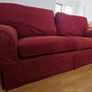 Double seat (seats two) dark red burgundy fabric couch Image 2