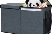 Large Toy Chest Storage Organizer Box with Lid, Collapsible Fabric Box Container Bin for Home, Nursery, Playroom Boys Girls Toys Organizing, Grey