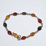 Sterling Silver & Multicolour Natural Baltic Amber Bracelet Image 7