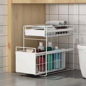 2 Tier Under Sink Sliding Cupboard Drawer Shelf (small size)