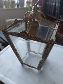 Vintage French brass single ceiling lantern light