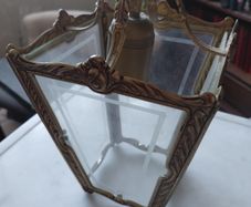 Vintage French brass single ceiling lantern light