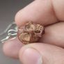 Vintage Carved Skull Shape Wood & brass Earings Image 10