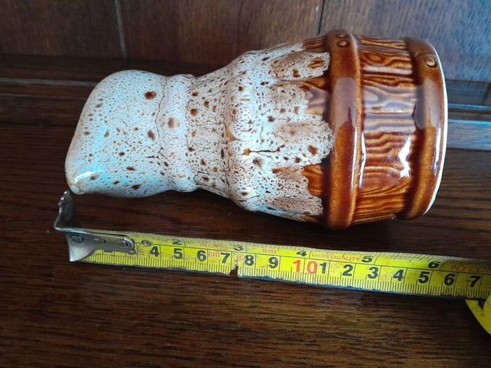 Mid Century 1970s drip glaze honeycomb barrel jug