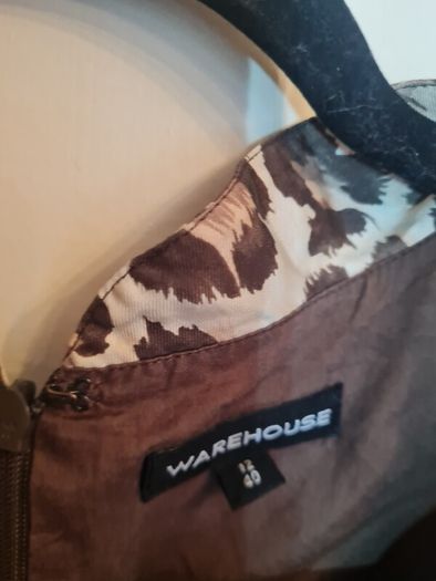 Warehouse Silk Dress Brown Animal Print Dress
