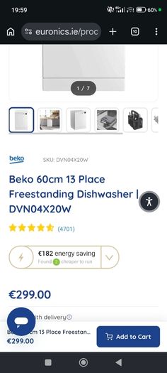 New Beko 60cm Dishwasher