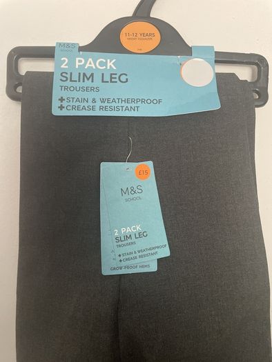 M&S school trousers grey x 2 age 11 to 12 new