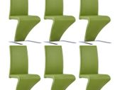 Dining Chairs with Zigzag Shape 6 pcs Green Faux Leather
