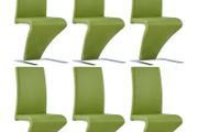 Dining Chairs with Zigzag Shape 6 pcs Green Faux Leather