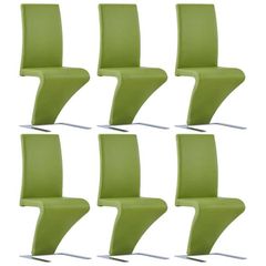 Dining Chairs with Zigzag Shape 6 pcs Green Faux Leather