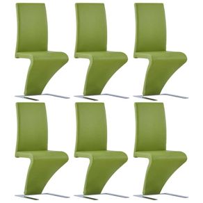 Dining Chairs with Zigzag Shape 6 pcs Green Faux Leather
