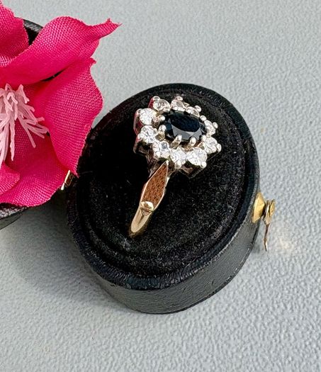 Vintage Gold & Silver Sapphire Cluster Ring