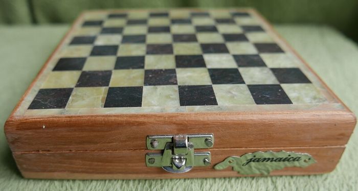 Chess Set made from Stone and Wood 6,5" x 6,5"