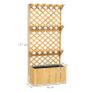 52L Wooden Planter, with Trellis and Shelves - Natural Finish Image 3