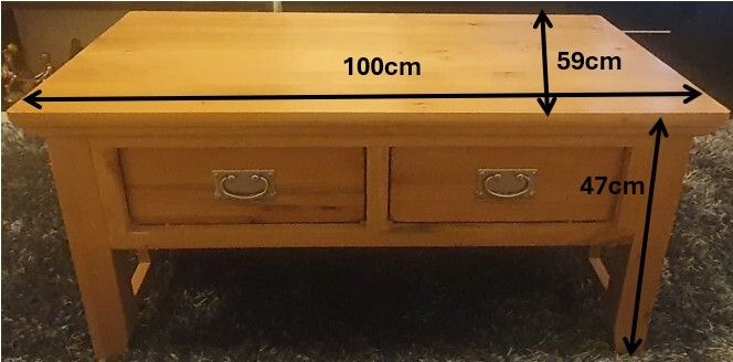 Solid Oak Coffee Table & 2 Matching Lamp Tables Set