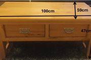 Solid Oak Coffee Table &amp; 2 Matching Lamp Tables Set
