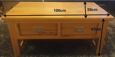 Solid Oak Coffee Table & 2 Matching Lamp Tables Set