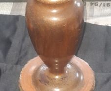 A Beautiful Vintage Wooden Vase made from a single piece of wooden log has been carefully turned on a lathe to create this urn shaped vase. Original bark details remain around the base