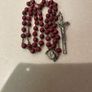 Vintage red wooden Padre Pio wooden rosary beads Image 4