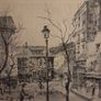 Vintage large French Etching of Paris Street framed Image 3