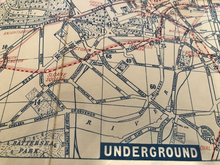 Vintage 1960's London Underground & Bus Map