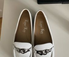 Karen Koo white leather ladies loafers