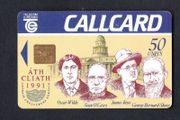 1991 Ireland 50 unit Dublin as being nominated the EC City of Culture prize with College Green Address (Gemplus Front) Call Card Used. Telecom Eireann card number 1032.
