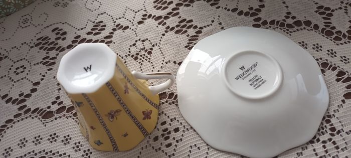 Wedgewood Harlequin Collection Yellow Butterfly Cup and Saucer