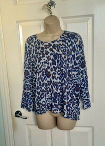Blue Animal Print Cotton Mix Light Jumper from Gerard Durel size 16-18