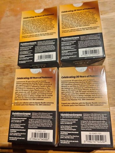Pokemon Tcg 30th Anniversary Booster Bundle X4 English Sealed