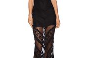 MinkPink Black Lace Mesh Maxi Dress