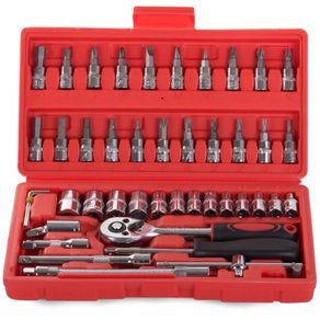New 46 Pcs DIY Tool Set Screwdrivers Torx Hex Key Socket Wrench Bar Case #1440