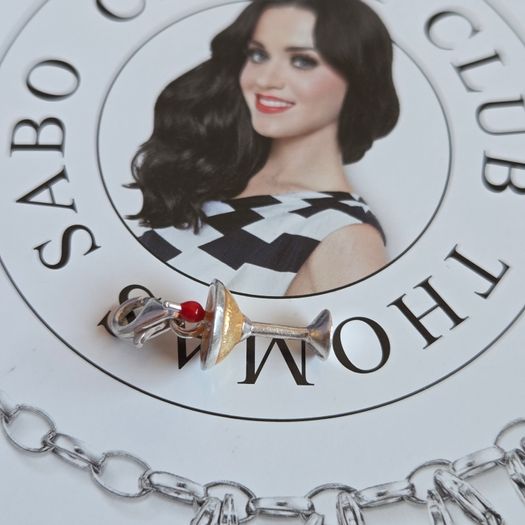 Thomas Sabo  Cocktail charm 925 sterling silver with orange/enamel and a small  red cherry detail