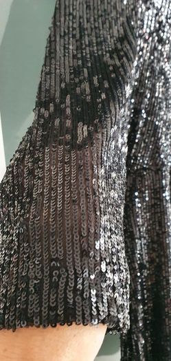 UNSIGNED black sequins and sheer bodycon Sz 8