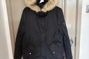 Zara down parka with removable fur hood trim