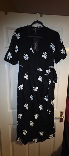 Monochrome Floral Wrap Dress.