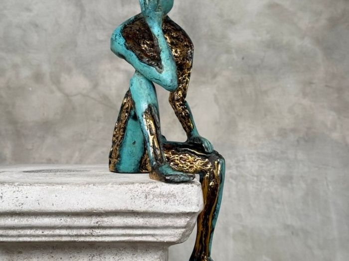 Man Deep In Thought (35cm) - Patinated Bronze