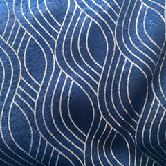 2 pairs of blue velvet eyelet curtains