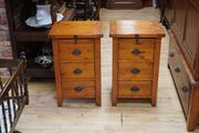 Pair of Irish Coast Reclaimed Wood Bedside Cabinets